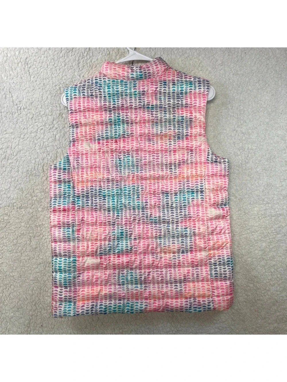 Lands' End Girls Pink Printed Puffer Vest XL 14-16 Lightweight Zip Front